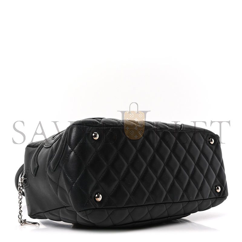 CHANEL MASTER CALFSKIN QUILTED LARGE CAMBON BOWLER BLACK (28*16*10cm)